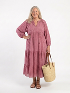 Arlette | Geometric Print Long Sleeve Midi Dress